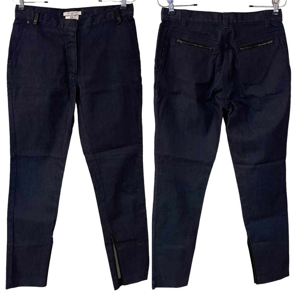 Givenchy Paris Women's Dark‎ Denim Tapered Jeans Zippered Cuffs Zip Pockets 38 6